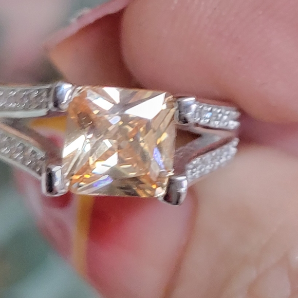 Natural 3CT Padparadscha Sapphire & Topaz 925 Sterling Silver Ring Sz 6 - Picture 16 of 16